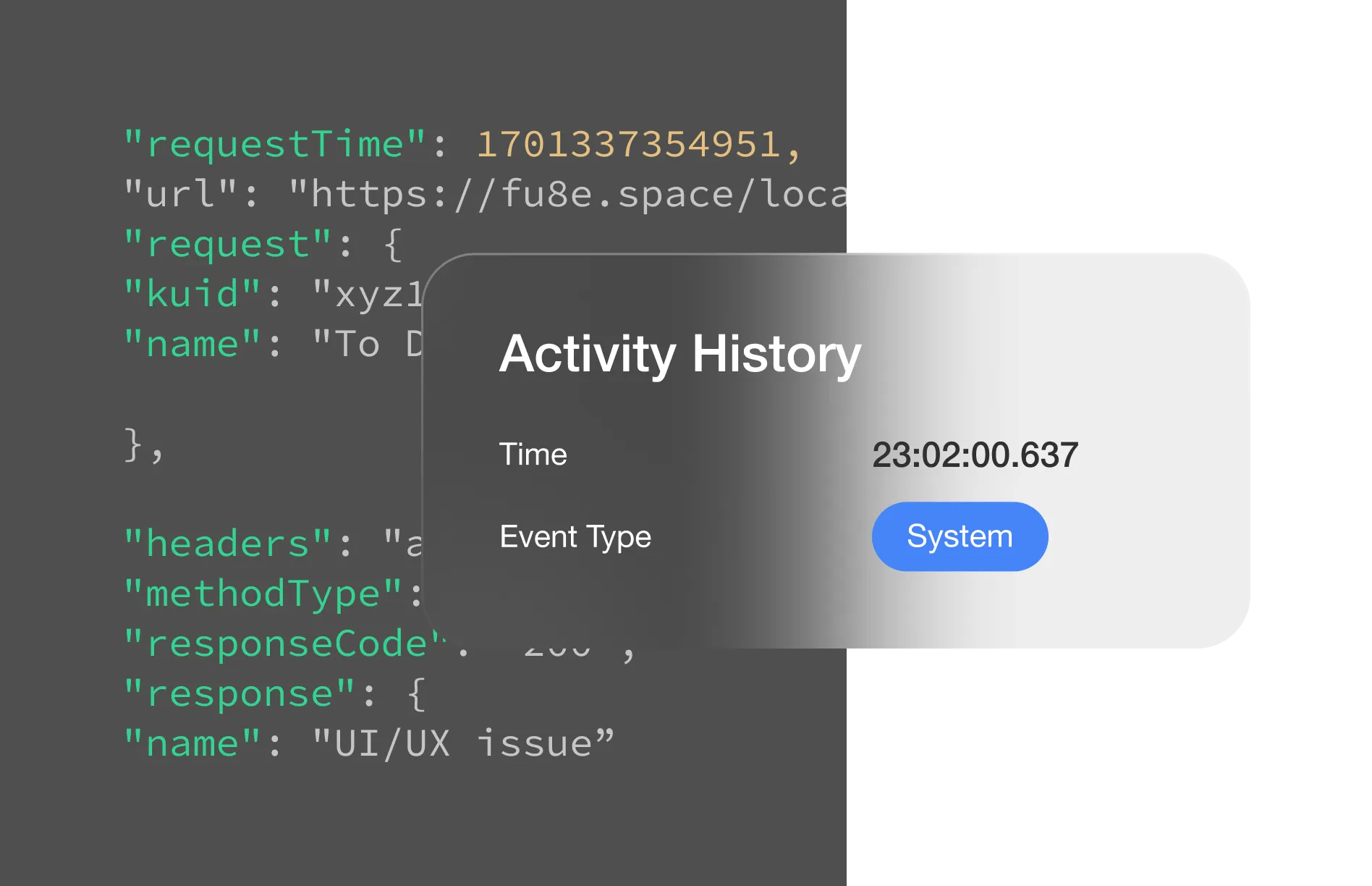 Event history screen